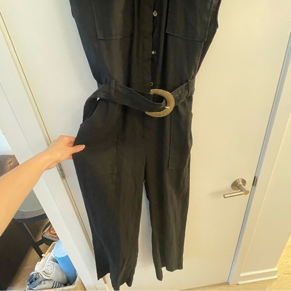 Black Linen Jump Suit - Mango - Picture 3 of 5